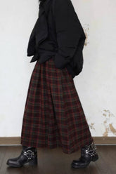 Burgundy Plaid A-Line Christmas Skirt
