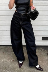 High Waist Vintage Washed Bootcut Wide Leg Jeans