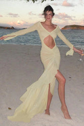 Cutenew Mesh Concise Women Maxi Dress
