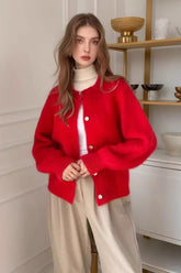 Macaron Color Solid Christmas Cardigan