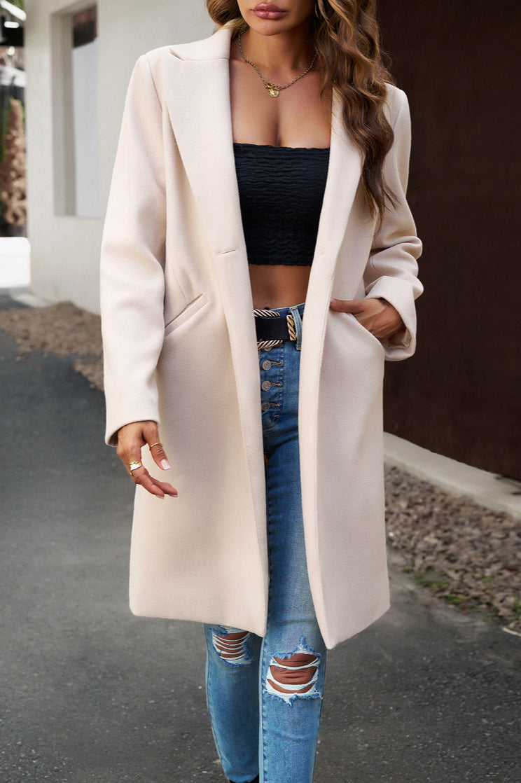Wool Blend Solid Longline Coat coats