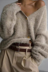 V Neck Button Long Sleeve Christmas Cardigan