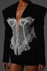 V-Neck Lace Corset Coat