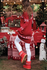 Christmas Knit Snowflake Print Loose Turtleneck Mini Dress