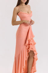 Stretch Mesh V-Neck Cami Midi Dress