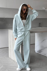 Zip Hoodie and Wide Leg Sweatpants Set