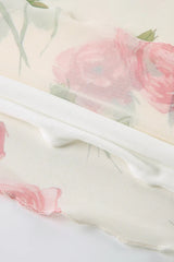 Floral Mesh V Neck Midi Dress