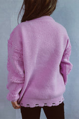 Christmas 3D Tree Pearl Solid Flocked Sweater