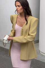 Slim Fit V Neck Blazer Coat