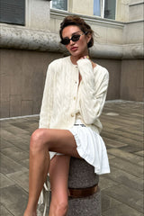 Solid Crochet Knit Cardigan Sweater