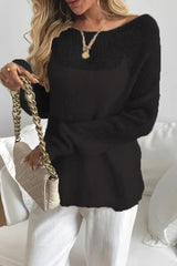 Sheer Wide Neck Open Knit Sweater