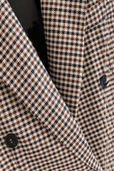 Checked Double Breasted Longline Blazer