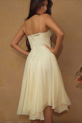 3D Flower Deep V Patchwork Spaghetti Strap Romantic Party Dress