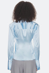 Fitted Tie Waist Long Sleeve Blouse