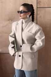 Long Sleeve Khaki Blazer Coat