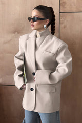 Long Sleeve Khaki Blazer Coat