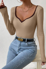 V Neck Slim Fit Knit Sweater