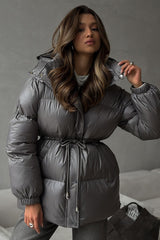 Drawstring Hooded Puffer Coat