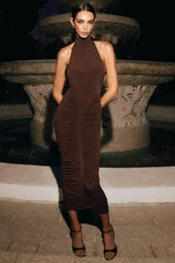 Turtleneck Backless Midi Dress