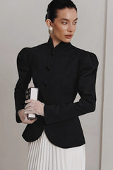 Black Puff Sleeve Blazer Coat