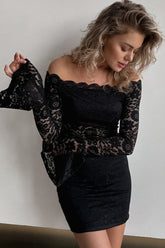 Off-Shoulder Lace Bodycon Mini Dress