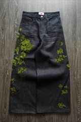 Embroidered Loose Fit Straight Leg Jeans