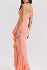 Stretch Mesh V-Neck Cami Midi Dress