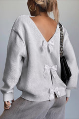 Bow Detail Loose Knit Sweater