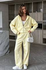 Zip Hoodie and Wide Leg Sweatpants Set