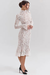 Lace Long Sleeve Midi Dress