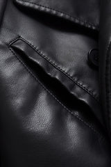 Belted Lapel Cropped Faux Leather Jacket
