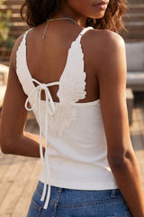 Angel Wing Lace Tie Back Tank Top