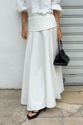 Solid A-Line Midi Skirt