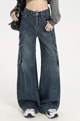 High Waist Straight Cargo Jean