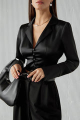 Notched Collar Fitted Blouse