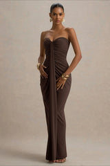 Ruched Strapless Bodycon Y2K Maxi Dress