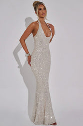 Rhinestone Halter Bodycon Party Dress