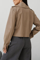 Faux Leather Lapel Moto Jacket