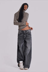 Y2K Lightweight Retro Striped Pullover Hoodie