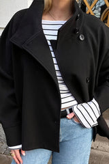 Asymmetric Collar Button Front Short Coat