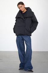 Asymmetrical Turtleneck Cotton Coat