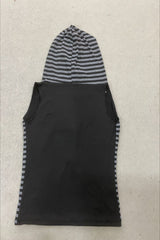 Striped Studded Sleeveless Zip Up Hoodie