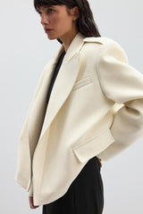 Wool Blend Epaulet Blazer Coat