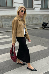 Vintage Khaki Suede Casual Jacket