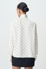 Polka Dot Tie Neck Blouse