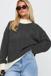 Short Wool Pullover Color Block Sweater