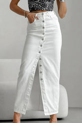High-Waist White Cargo Skirt