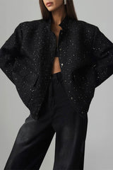 Loose Fit Sequin Bomber Coat