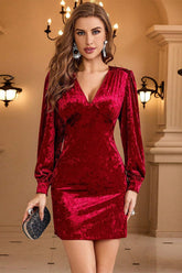 V-Neck Bodycon Mini Party Sexy Velvet Dress