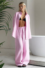Cotton Oversized Shirt Straight Pants Set